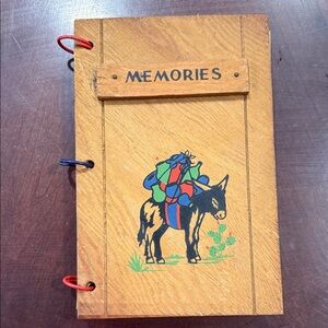VINTAGE Rustic Wooden Journal with Donkey Design